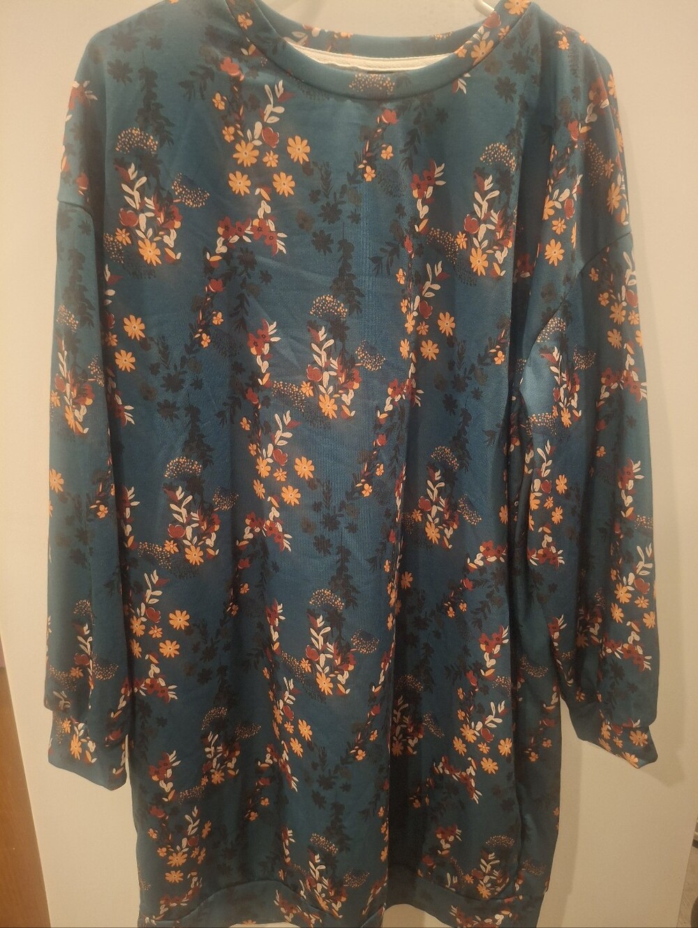 Teal Floral Long-Sleeve Women's Shirt
